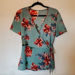 Floral wrap blouse